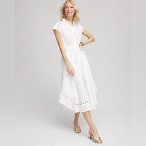 NWT Chico's Poplin Circle Trim Maxi Shirtdress Sz S